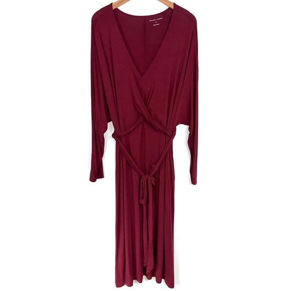 Universal Standard Modal Jersey Wrap Tie Front Dress in Cabernet Size XL - Picture 2 of 13